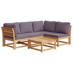 vidaXL Salon de jardin avec coussins 5 Pièces Bois d'acacia solide