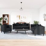 vidaXL Ensemble de canapés 3 Pièces avec coussins noir velours