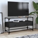vidaXL Meuble TV et dessus en verre noir 80x35x51 cm bois d'ingénierie