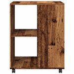 vidaXL Table d'appoint avec roues vieux bois 55x60x78 cm