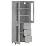 vidaXL Buffet haut Gris béton 69 5x34x180 cm Bois d'ingénierie