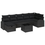 vidaXL Ensemble de Canapés de Jardin 8 Pièces avec Coussins Noir Rattan Poly