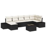 vidaXL Ensemble de canapé de jardin 7 pièces avec coussins en rotin poly brun