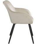 Lot de 2 chaises pieds noir siège de salon cuisine salle à manger design élégant velours beige 08_0000571