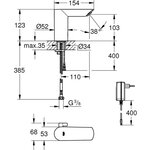 GROHE Mitigeur lavabo infrarouge Bau Cosmopolitan E 1/2 36453000 - 7 programmes-Avec transformateur-Limiteur de température-Chrome