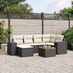 vidaXL Salon de jardin 7 Pièces avec coussins noir résine tressée