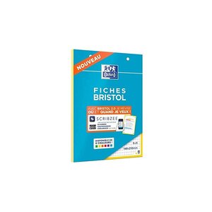 OXFORD Bloc de FICHES BRISTOL 2.0 Perforées 148x210mm Petits Carreaux 5x5mm 30 Fiches Cadre Jaune