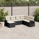 vidaXL Salon de jardin 7 Pièces avec coussins noir résine tressée