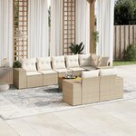 vidaXL Salon de jardin avec coussins 9 Pièces beige résine tressée