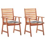 vidaXL Chaises à dîner d'extérieur 2 Pièces avec coussins Acacia massif