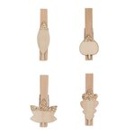 4 pinces clip en bois feuilles dorées