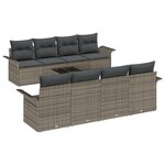 Ensemble de Canapé de Jardin vidaXL 9 Pièces avec Coussins Gris Poly Rattan