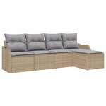 vidaXL Ensemble de Canapé de Jardin 5 Pièces avec Coussins Beige Poly Rattan