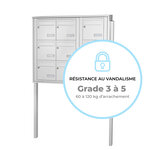 Bloc collectif Leabox 3x3  grade 3  simple face  extérieur  fixation sur pieds à sceller  blanc neige  ral 9016 finition brillante