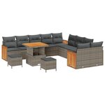 Ensemble de Canapé de Jardin 13 pièces avec Coussins Gris Rattan Acacia