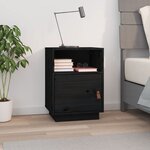 vidaXL Table de chevet Noir 40x34x55 cm Bois de pin massif