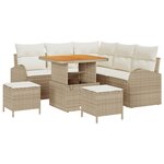 vidaXL Ensemble de canapé jardin 8 pièces avec coussins beiges en poly rotin acacia