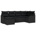Ensemble de canapé de jardin vidaXL 6 pièces avec coussins noir en poly rotin
