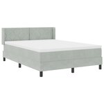 Lit Box Spring vidaXL avec Matelas Gris clair 160x200 cm Velours