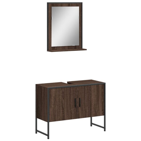 vidaXL Ensemble d'armoires de salle de bain 2 Pièces chêne marron