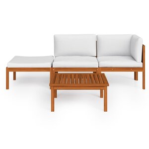 Salon de jardin meuble d'extérieur ensemble de mobilier 4 pièces avec coussins crème bois d'acacia solide 02_0016125