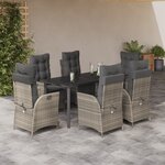 vidaXL Ensemble à manger de jardin et coussins 7 Pièces gris clair rotin