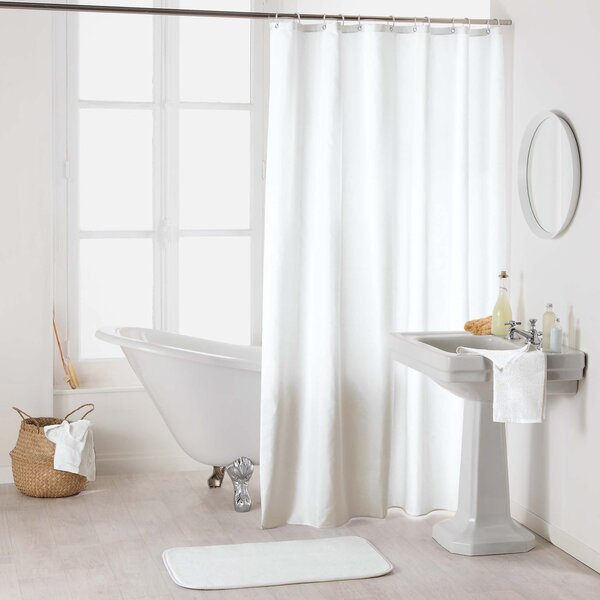 Rideau de douche avec crochets 180x200 cm blanc