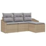 vidaXL Ensemble canapé de jardin 4 pièces avec coussins Beige Rotin Synthétique