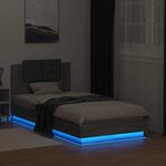 vidaXL Cadre de lit avec LED sans matelas sonoma gris 75x190 cm