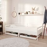 vidaXL Lit de repos avec tiroirs 90x200 cm Blanc Bois de pin massif