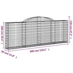 vidaXL Paniers à gabions arqués 2 Pièces 300x30x100/120 cm fer galvanisé