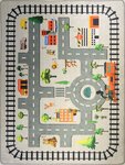 Tapis enfant Circuit de voiture 120 x 160 cm - Gris