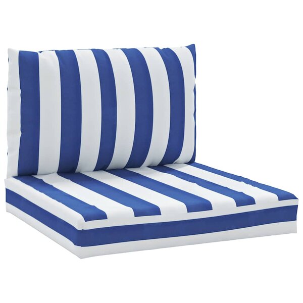 vidaXL Coussins de palette lot de 2 rayures bleues/blanches