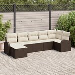 Canapé de Jardin 7 pièces avec Coussins Marron Poly Rotin vidaXL