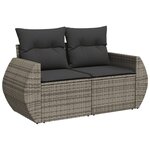vidaXL Salon de jardin avec coussins 10 Pièces gris résine tressée