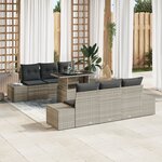 vidaXL Ensemble de salon de jardin 7 pièces avec coussins en poly rotin gris clair