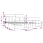vidaXL Cadre de lit métal sans matelas et pied de lit blanc 193x203 cm