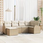 vidaXL Ensemble de Canapés de Jardin avec Coussins de 6 Pièces Beige en Rotin Synthétique