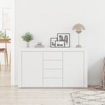 vidaXL Buffet Blanc Blanc Bois 120 x 36 x 69 cm Rangement Buffet Blanc