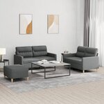 vidaXL Ensemble de canapés 3 Pièces avec coussins Gris foncé Tissu