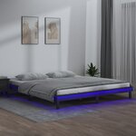 vidaXL Cadre de lit à LED sans matelas gris 140x190 cm bois massif