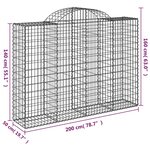 vidaXL Paniers à gabions arqués 2 Pièces 200x50x140/160 cm Fer galvanisé