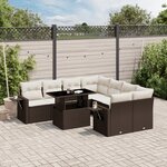 vidaXL Salon de jardin avec coussins 9 Pièces marron résine tressée