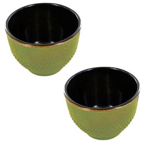 2 tasses en fonte vert et bronze - 0 15 L