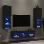 vidaXL Unités murales TV avec LED 5 Pièces noir bois d'ingénierie