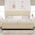 Lit à sommier Box avec matelas et LED Crème 200x200 cm Tissu