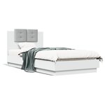vidaXL Cadre de lit avec LED sans matelas blanc 90x200 cm