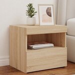 vidaXL Tables de chevet et lumières LED 2 Pièces chêne sonoma 50x40x45 cm