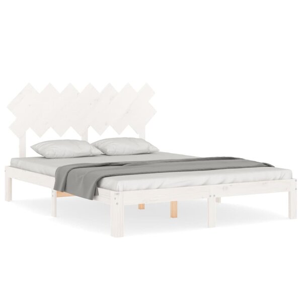 vidaXL Cadre de lit sans matelas blanc 140x190 cm bois de pin massif