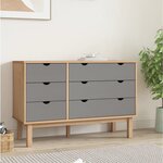 vidaXL Commode OTTA marron et gris 111x43x73 5 cm bois de pin massif